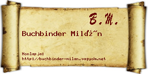 Buchbinder Milán névjegykártya
